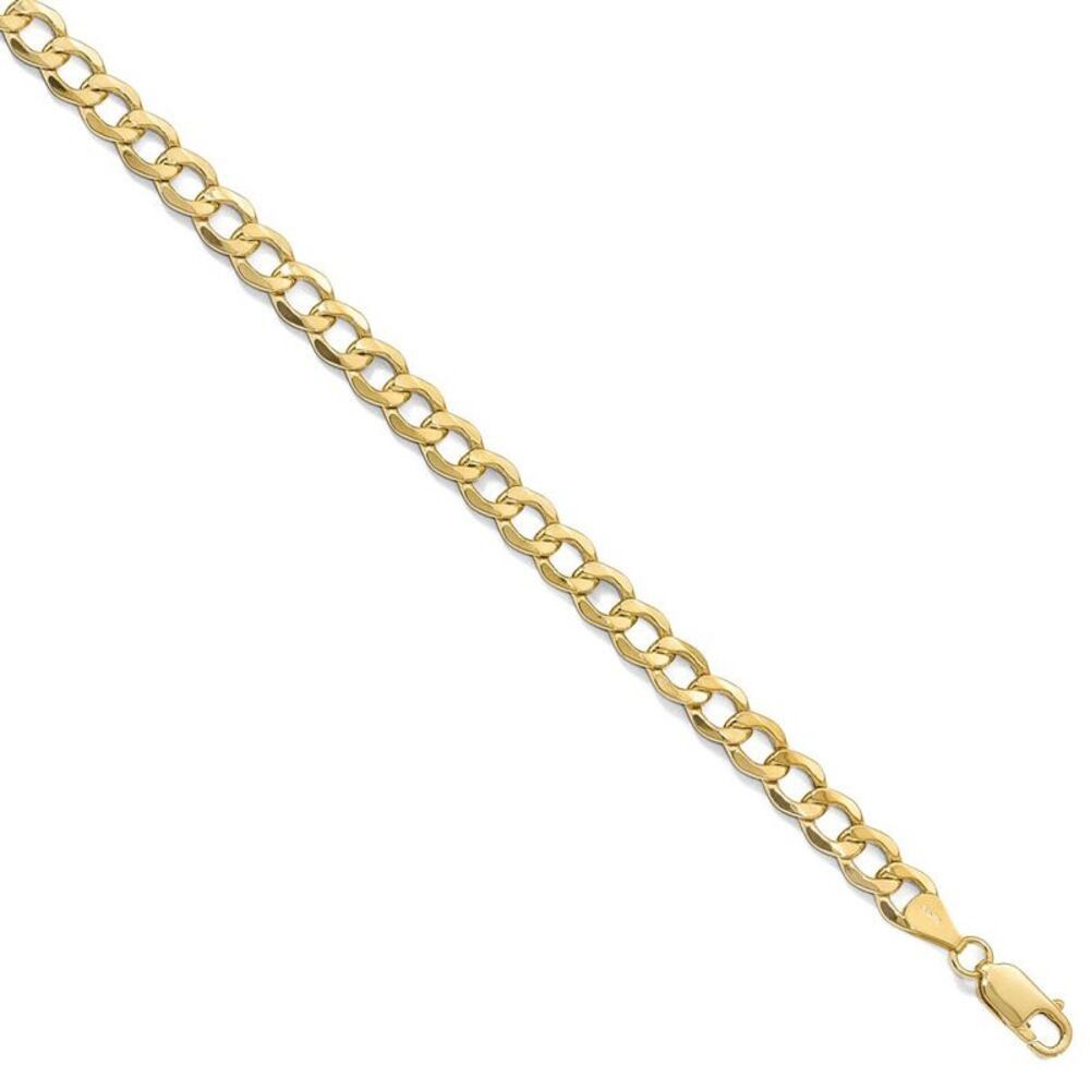 Men's 6.5mm 10k Yellow Gold Hollow Curb Link Chain Necklace, 20 Inch